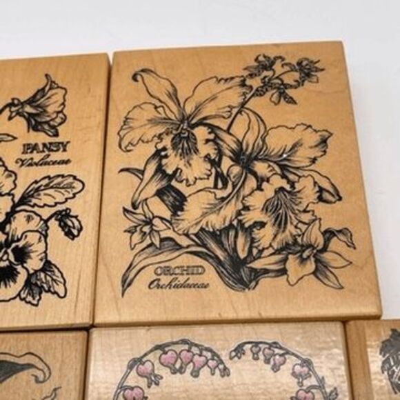 Lot of 6 Rubber Stamps for Crafting Floral Valentine’s Day Orchid Calla Lily - Picture 4 of 16